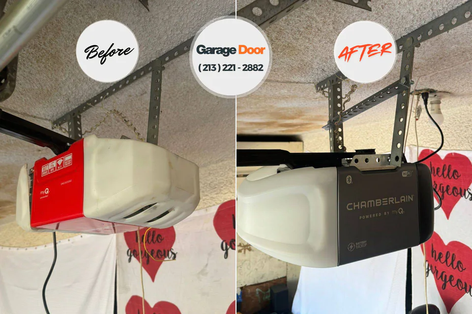 Before and after: garage door repair Lindenhurst, NY